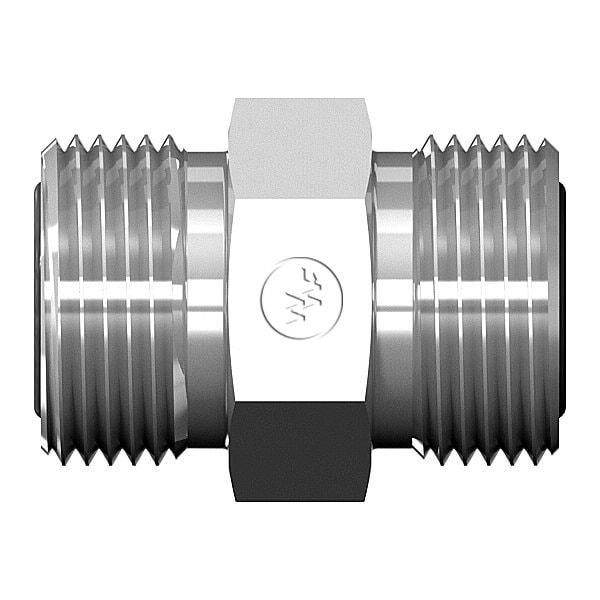 World Wide Fittings Male Flat Face O-Ring to Male Flat Face O-Ring Union Straight 4305X04X04 - main